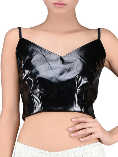 faux leather backless cami crop top - 1115256 - Very Small Image - 1
