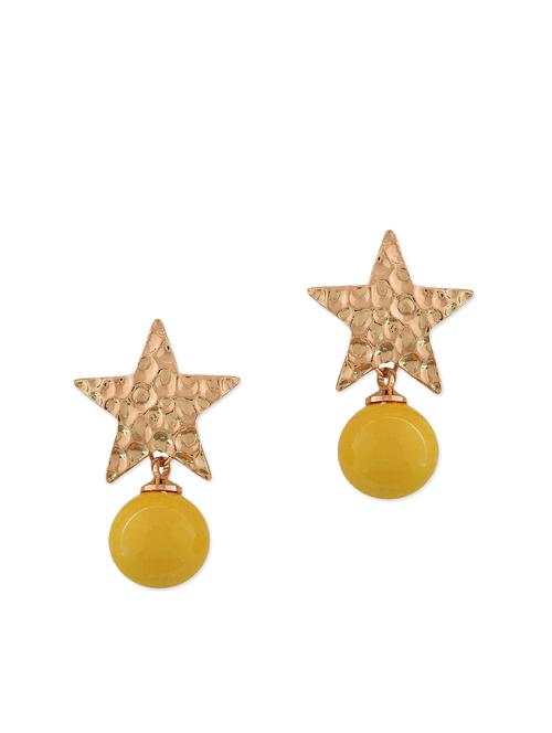 yellow metal drop earring - 11154093 - Very Small Image - 1