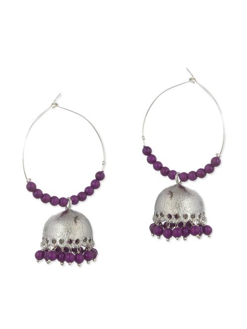 purple beads balli earring - 11154911 - Very Small Image - 1