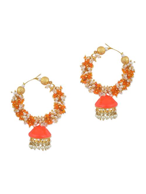 orange pearls balli earring - 11154971 - Very Small Image - 1
