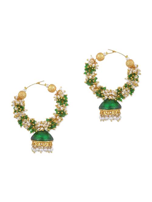 green pearls balli earring - 11154972 - Very Small Image - 1