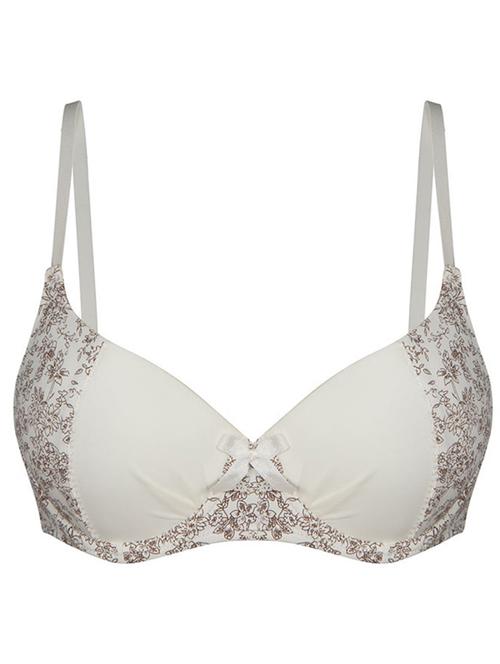 white floral printed polyester bra - 11155131 - Very Small Image - 1