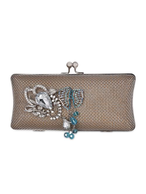 stones embellished metallic mesh box clutch - 1117158 - Very Small Image - 1