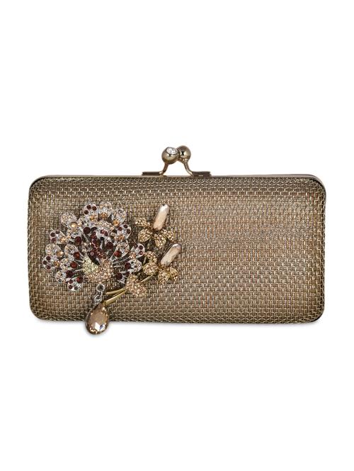 brooch embellished metallic mesh box clutch - 1117162 - Very Small Image - 1