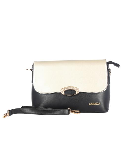 black and gold embellished leatherette sling bag - 11178655 - Very Small Image - 1