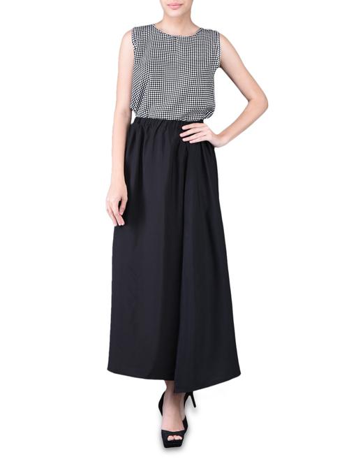 poly crepe checks printed sleeveless top & solid long skirt - 1117969 - Very Small Image - 1