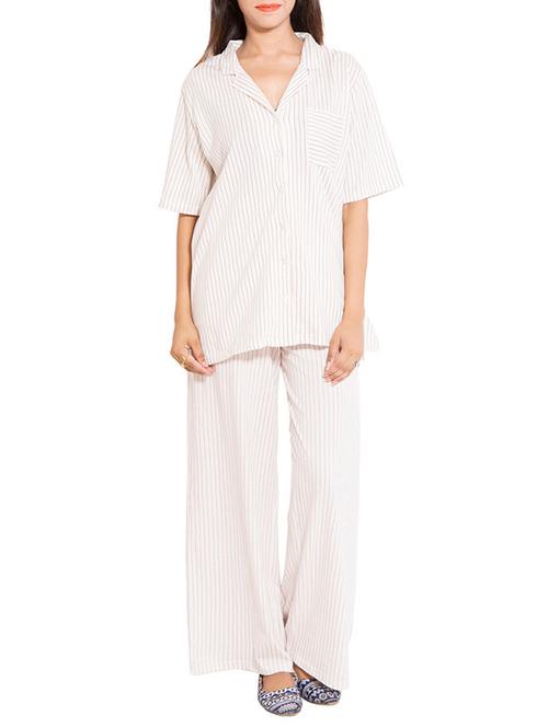 white cotton knits nightwear set - 11181155 - Very Small Image - 1