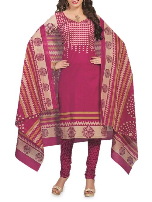 printed unstitched cotton suit piece - 1118336 - Very Small Image - 1