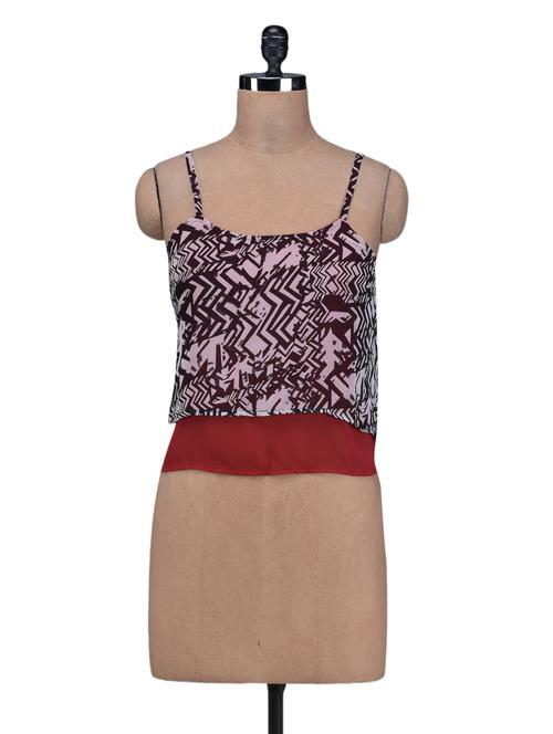 camisole neck layered printed crop top - 1118558 - Very Small Image - 1