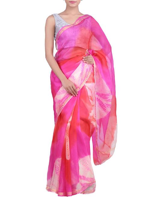 pink silk blend saree - 11190497 - Very Small Image - 1