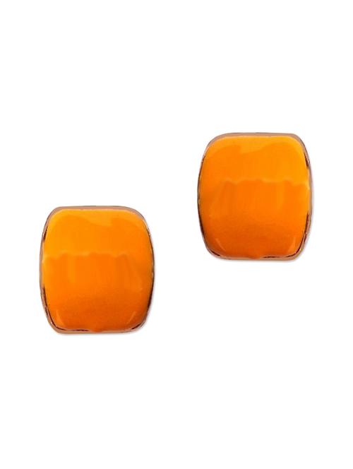 yellow metal studs earrings - 11190529 - Very Small Image - 1