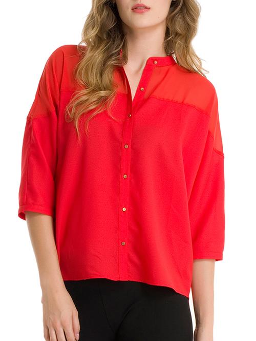 red georgette regular shirt - 11192876 - Very Small Image - 1