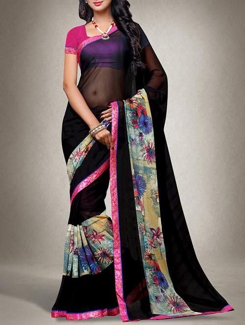 black georgette saree - 11194587 - Very Small Image - 1