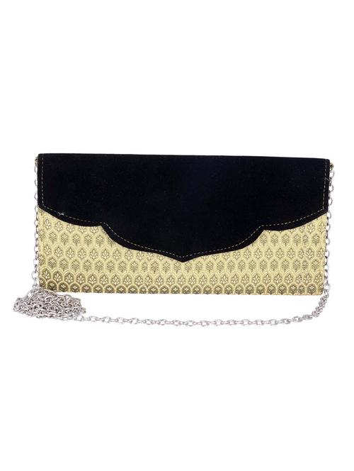 beige and black silk ethnic clutch - 11194835 - Very Small Image - 1