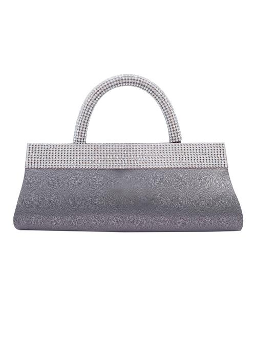 grey faux leather embellished clutch - 11195002 - Very Small Image - 1