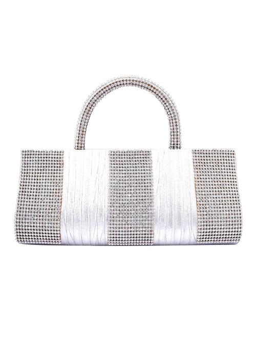 silver faux leather embellished clutch - 11195015 - Very Small Image - 1