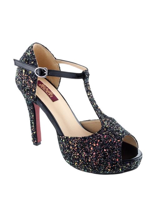 black faux leather ankle strap sandal - 11195067 - Very Small Image - 1