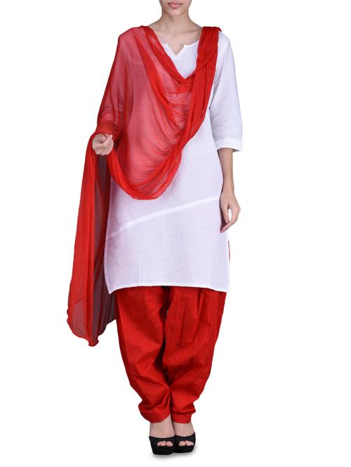red salwar and dupatta set - 1119572 - Very Small Image - 1