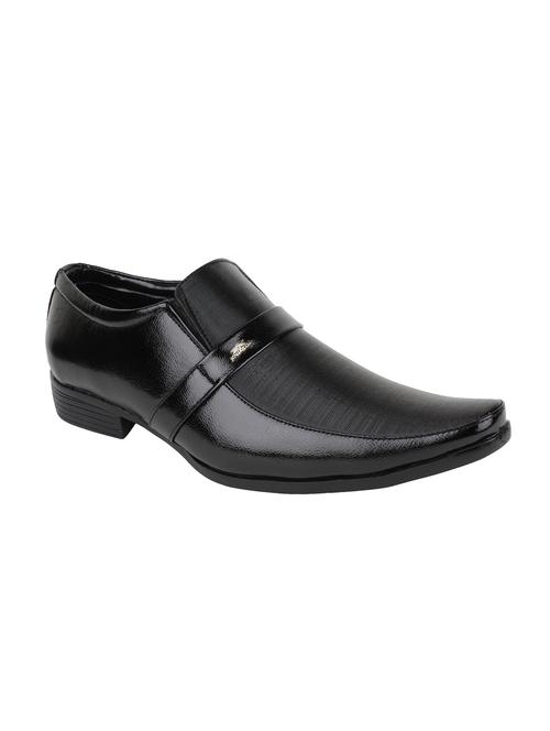 black leatherette slip ons - 11201363 - Very Small Image - 1