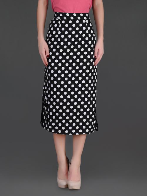 polka dot printed color polyester crepe skirt - 1120419 - Very Small Image - 1
