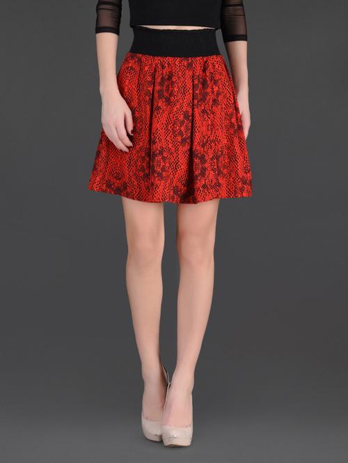 printed color polyester crepe skirt - 1120425 - Very Small Image - 1