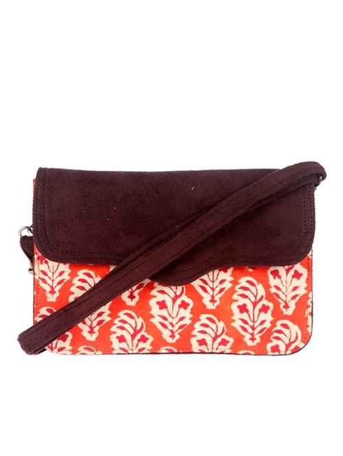 orange printed cotton sling bag - 11211730 - Very Small Image - 1