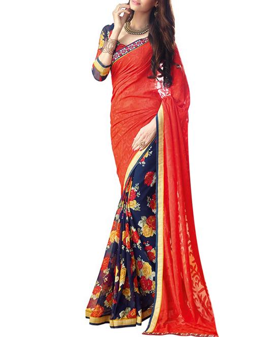 blue net saree with blouse - 11212294 - Very Small Image - 1