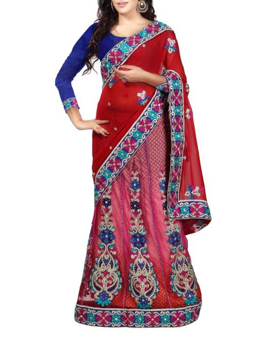 red saree with blouse - 11212307 - Very Small Image - 1