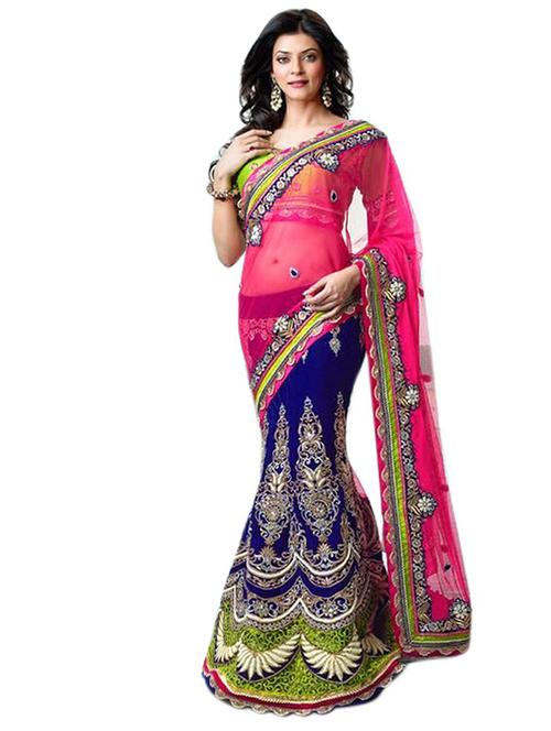 blue saree with blouse - 11212345 - Very Small Image - 1