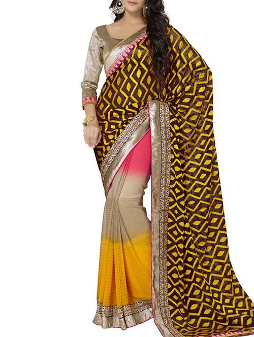 multi colored net saree with blouse - 11212408 - Very Small Image - 1