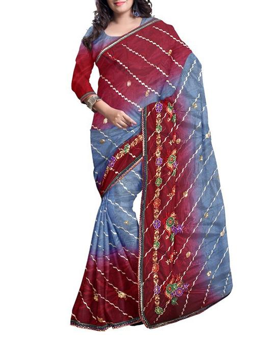 multi colored georgette embroidered saree with blouse - 11212518 - Very Small Image - 1