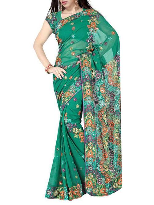 multi colored georgette saree with blouse - 11212527 - Very Small Image - 1