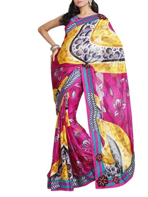 multi colored georgette saree with blouse - 11212529 - Very Small Image - 1