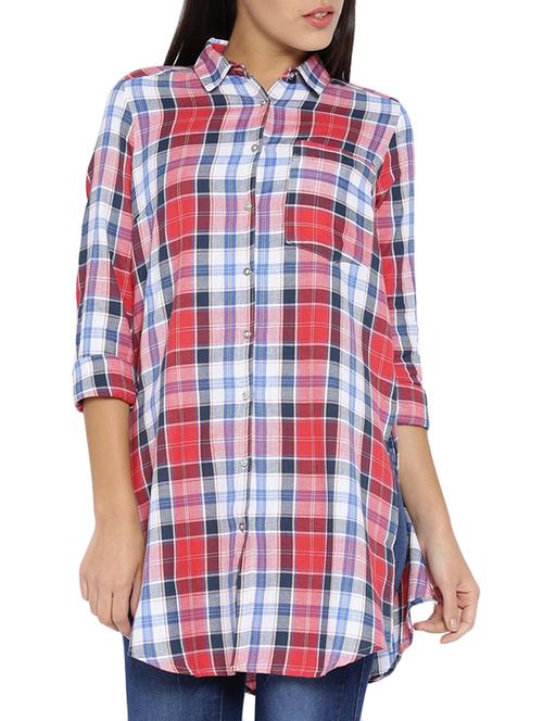 red cotton regular tunic - 11214907 - Very Small Image - 1