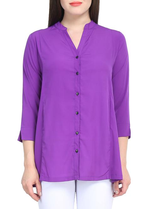 purple polyester regular shirt - 11215121 - Very Small Image - 1