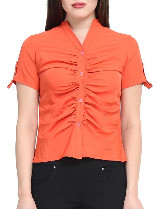 orange polyester regular shirt - 11215161 - Very Small Image - 1