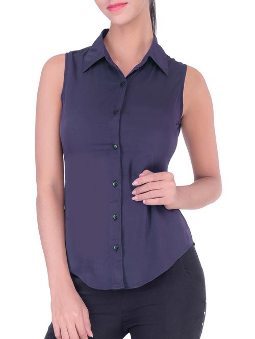 purple polyester sleeveless shirt - 11215216 - Very Small Image - 1