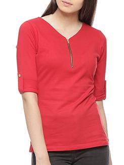 red cotton regular top - 11217544 - Very Small Image - 1