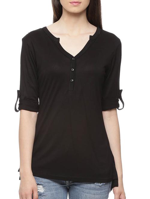 black viscose regular top - 11217548 - Very Small Image - 1