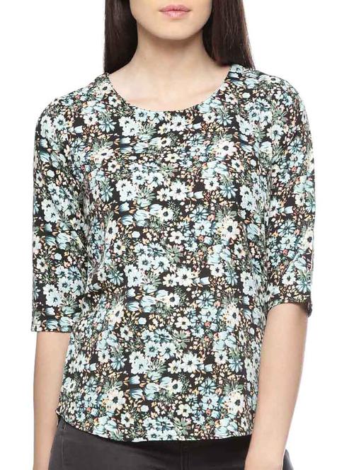 multi colored poly crepe top - 11217670 - Very Small Image - 1