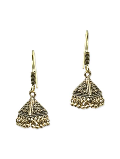 gold brass jhumka earrings - 11217975 - Very Small Image - 1
