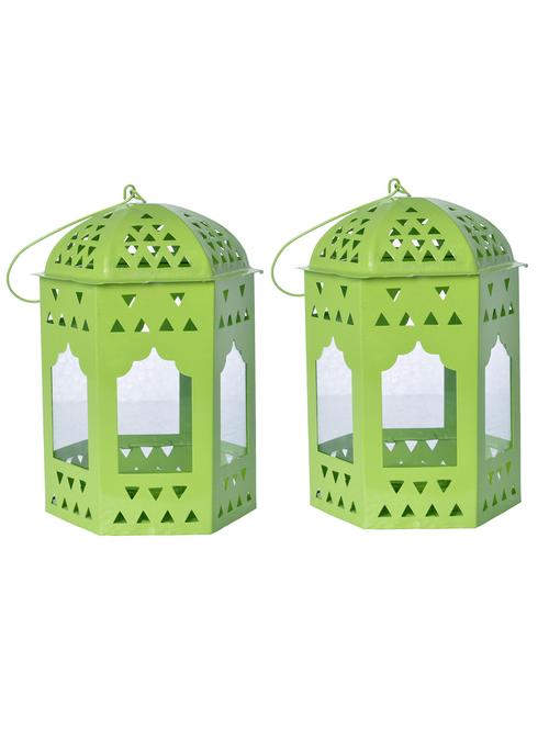 sutra decor green metal lantern set 2 - 11221220 - Very Small Image - 1