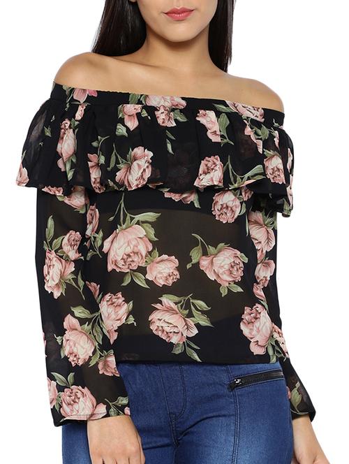 black polyester regular top - 11221469 - Very Small Image - 1