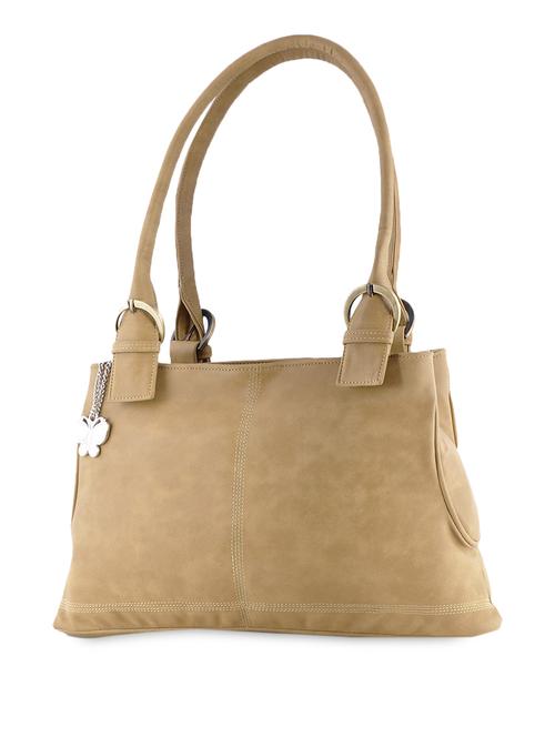 Beige Leatherette Handbag With Buckled Handles - 1122162 - Very Small Image - 1