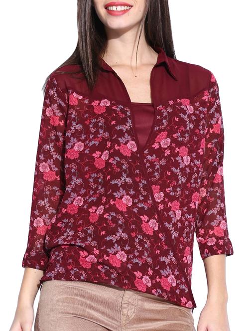 maroon polyester regular top - 11227990 - Very Small Image - 1