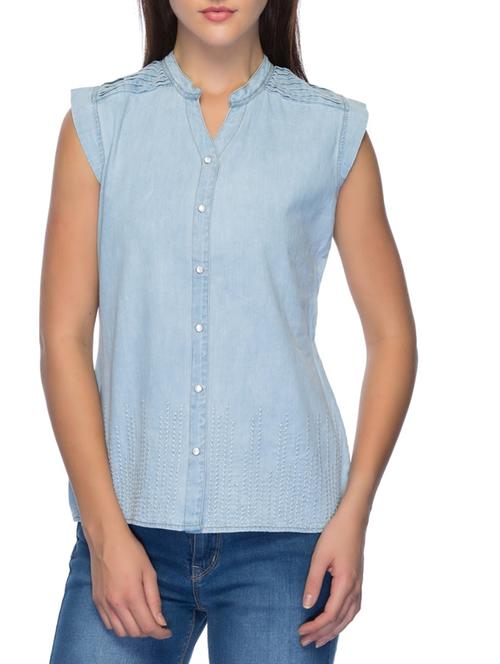 light blue cotton regular shirt - 11228421 - Very Small Image - 1