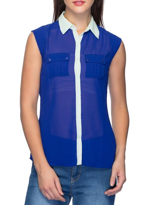 blue polyester regular shirt - 11228427 - Very Small Image - 1