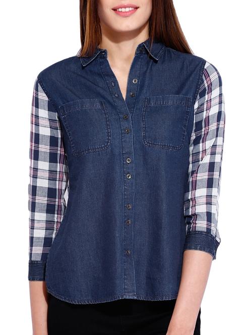 dark blue cotton regular shirt - 11228432 - Very Small Image - 1