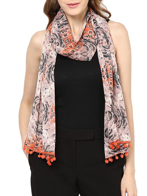 orange georgette stole - 11231120 - Very Small Image - 1