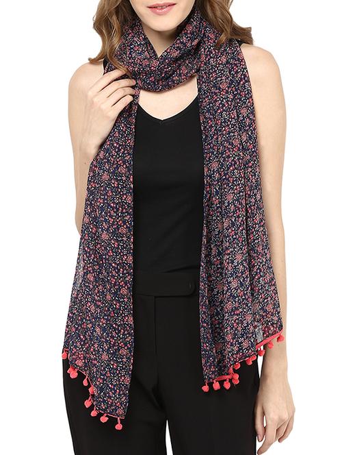 navy blue georgette stole - 11231130 - Very Small Image - 1